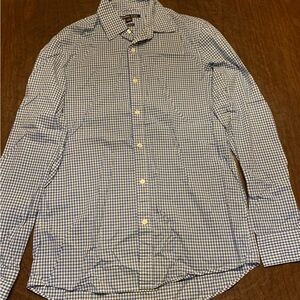 Michael Kors Men's Blue and White Checkered Shirt